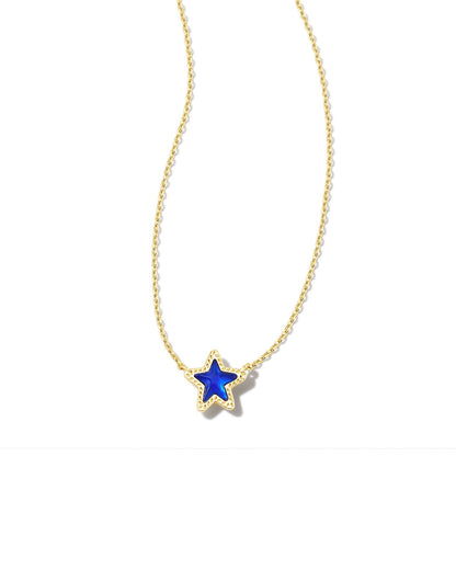 Kendra Scott Jae Star Small Short Pendant Necklace  - Gold Cobalt Blue Illusion