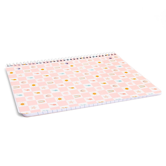 Checkerboard Icons Large Spiral Notebook