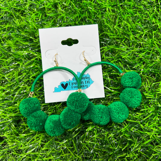 Green | Happy Days Pom Pom Earrings