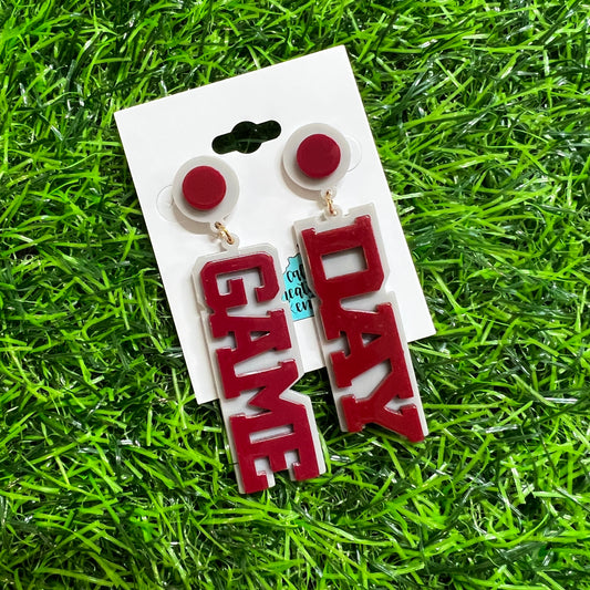 $1 Burgundy/Gray Game Day Earrings - FINAL SALE