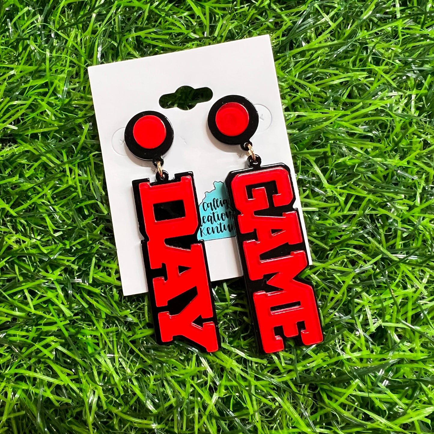 Black/Red Game Day Earrings
