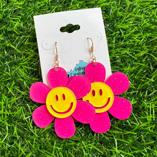 Fuchsia • Hippie Flower Earrings
