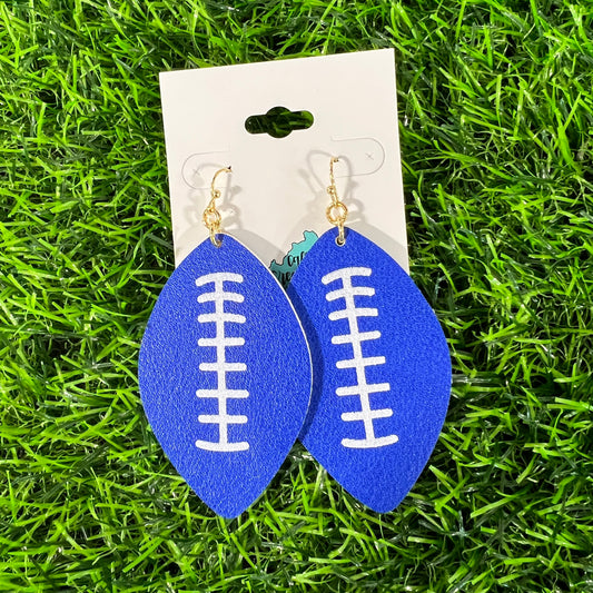 Blue/White Football Earrings