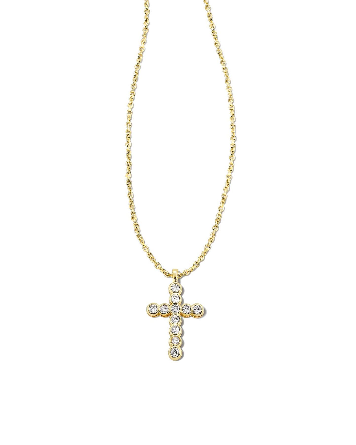 Kendra Scott Cross Crystal Pendant Necklace  - Gold White Crystal