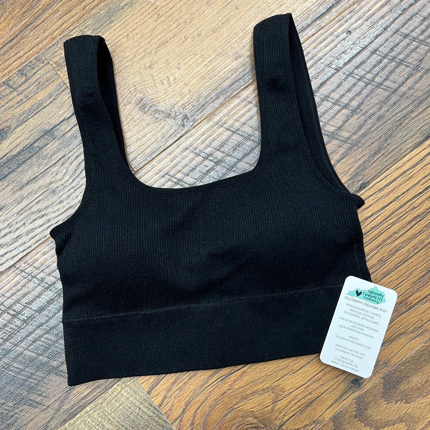 Black Square Cropped Tank With Padding