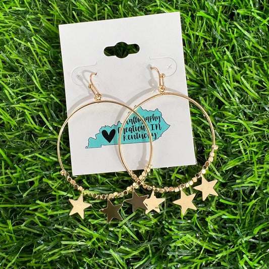 Gold Star Circle Earrings