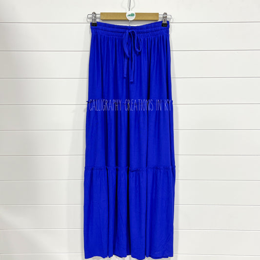 Royal Blue Comfy Ruffle Maxi Skirt