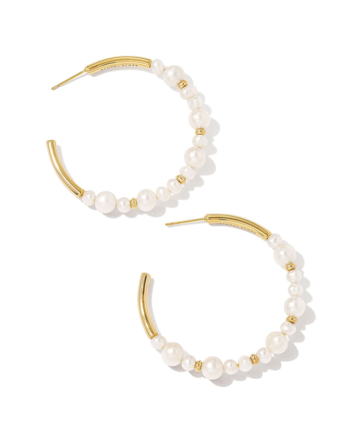Kendra Scott Jovie Beaded Hoop Earrings  - Gold White Pearl