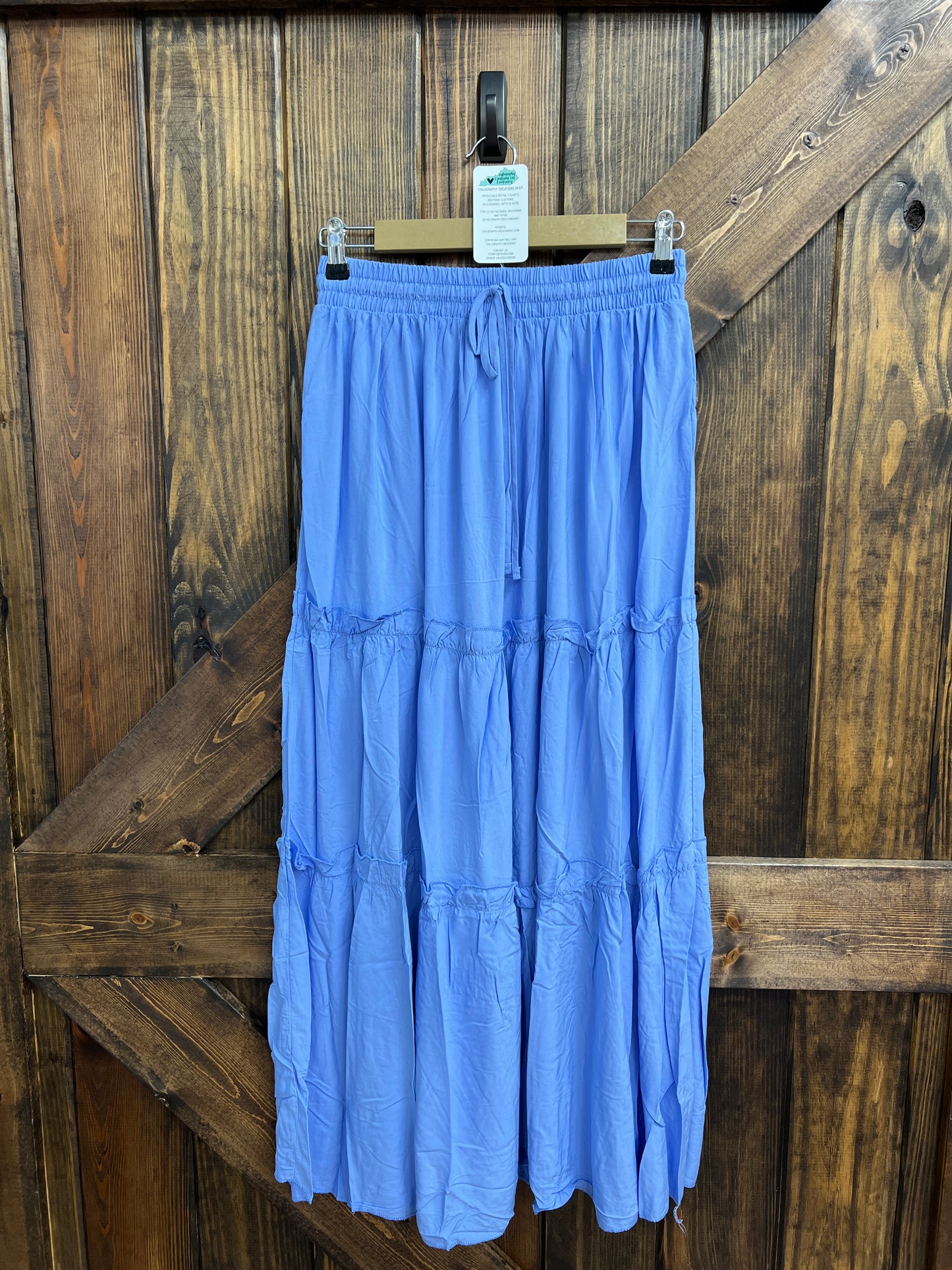 Blue Ruffle Maxi Skirt