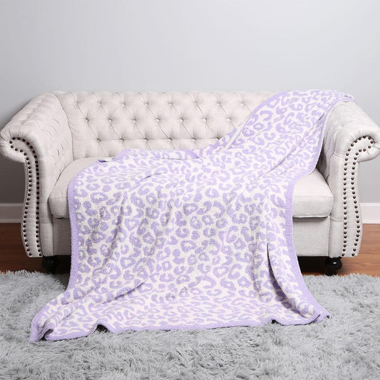Lilac Comfy Luxe Leopard Blanket