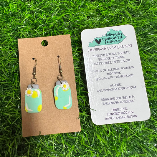 Flowery Mason Jar Earrings
