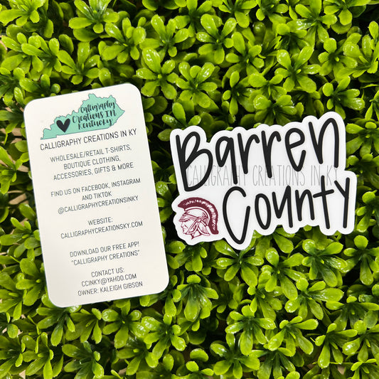 Hand-Lettered Barren County Sticker