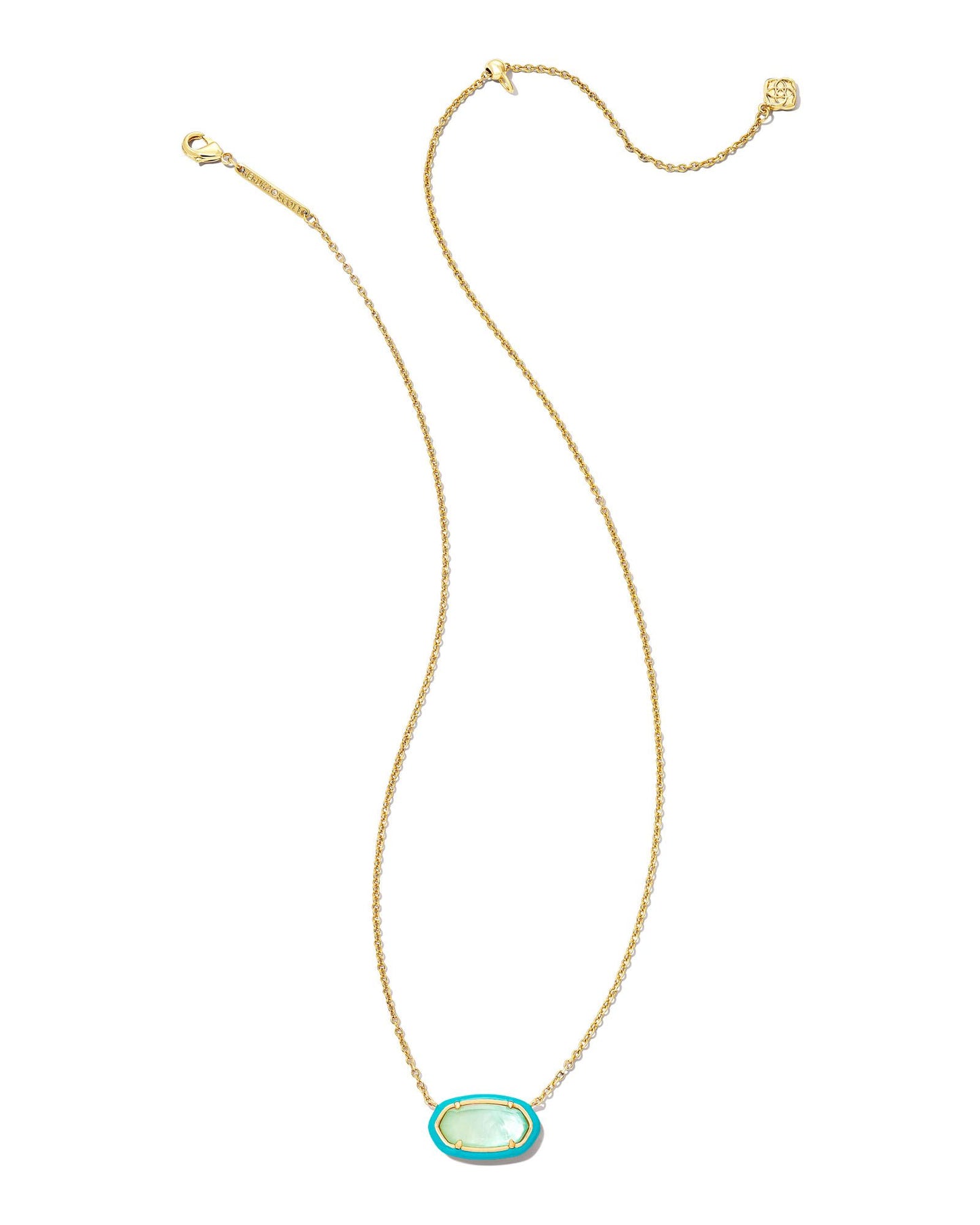 Kendra Scott Elisa Enamel Frame Short Pendant Necklace  - Gold Sea Green Ombré Illusion