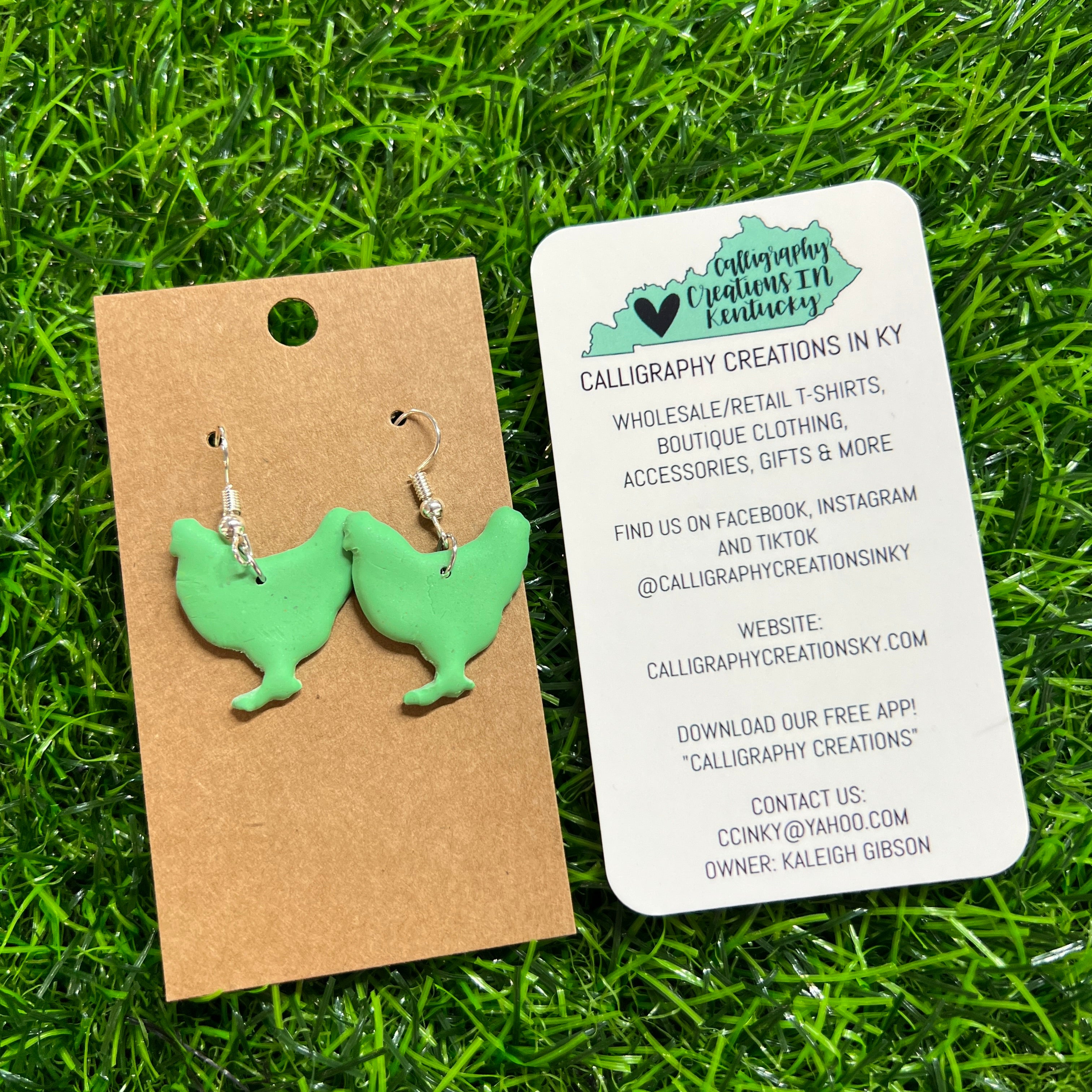 Green Chicken Earrings *FINAL SALE*