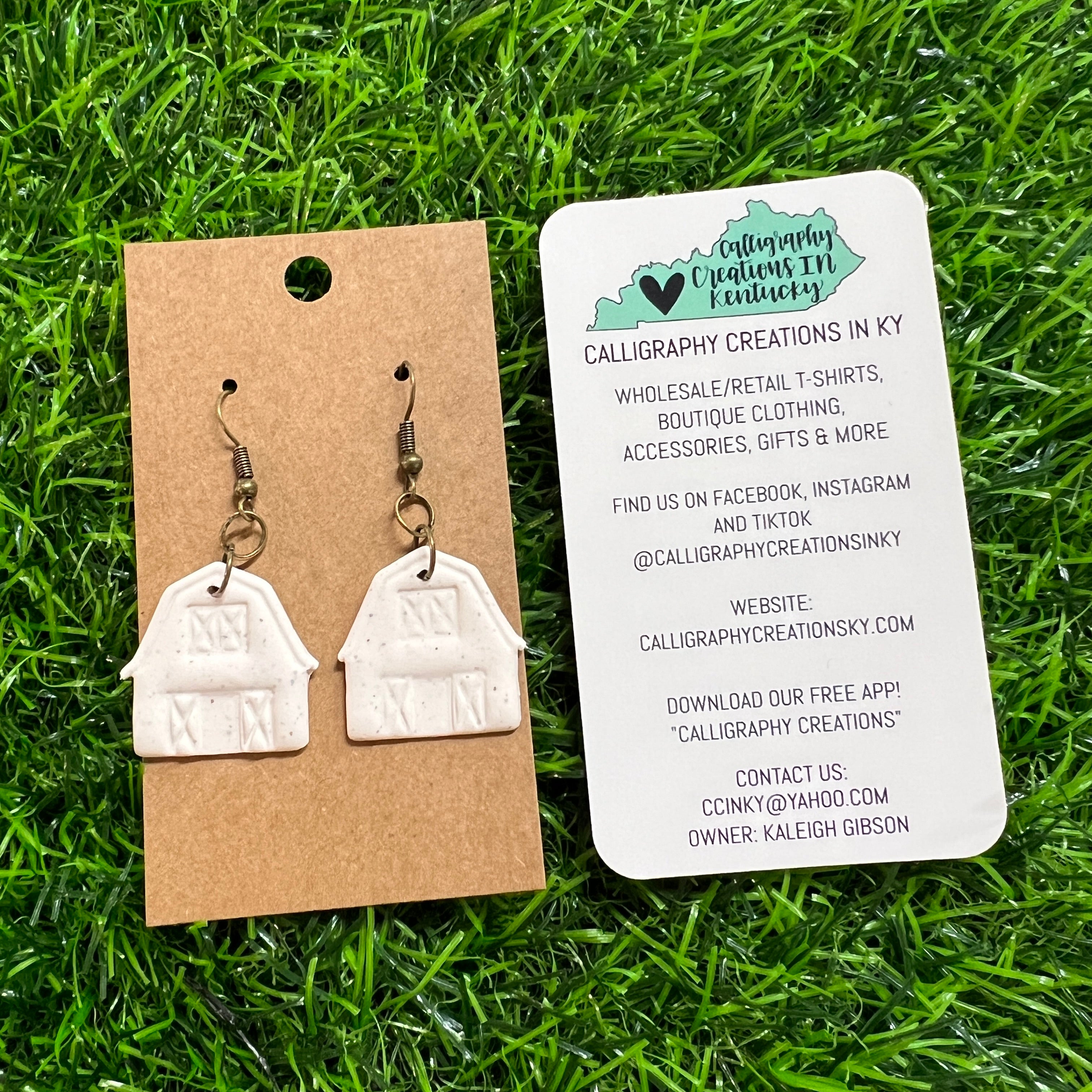 White Speckled Barn Earrings *FINAL SALE*