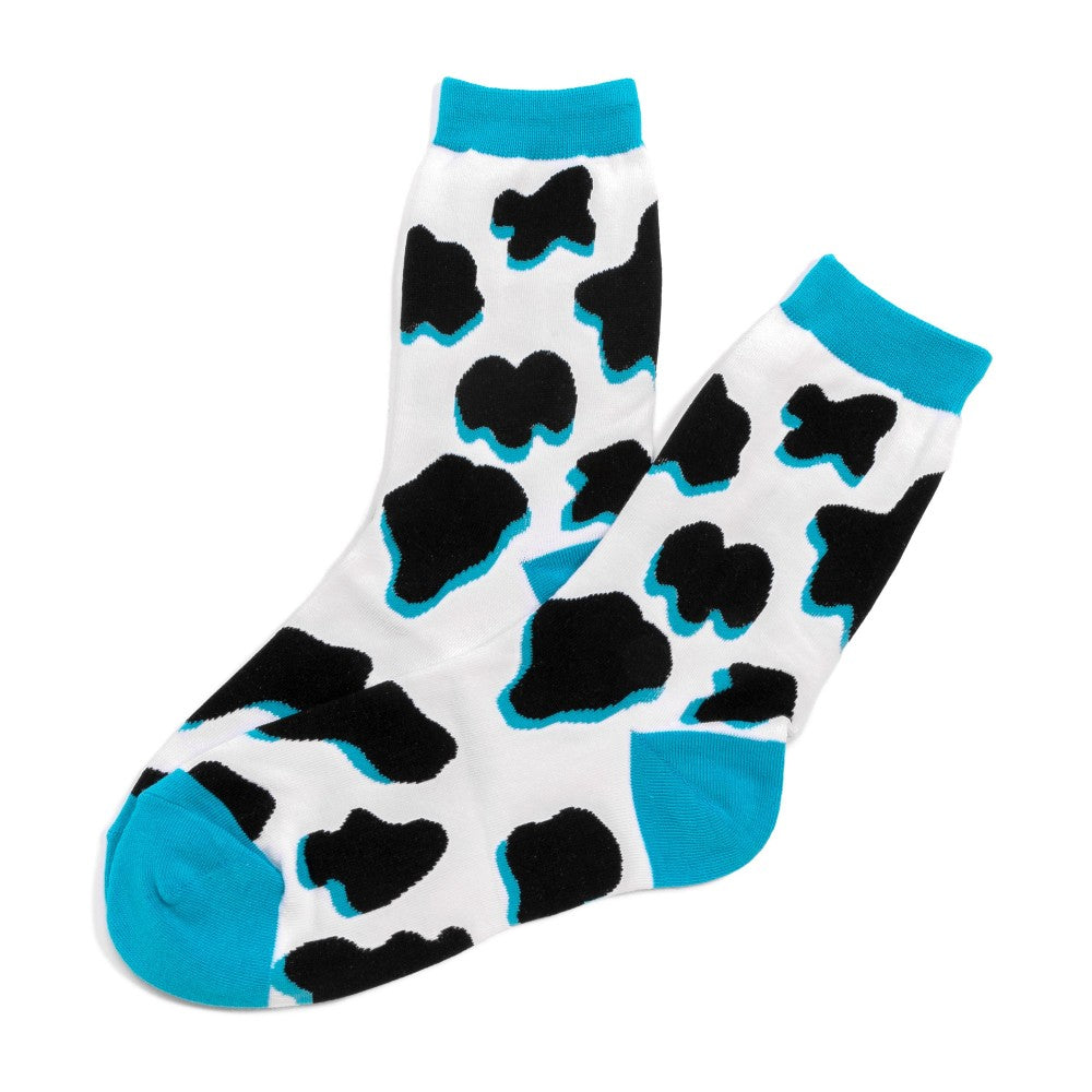 Teal Cow Print Socks