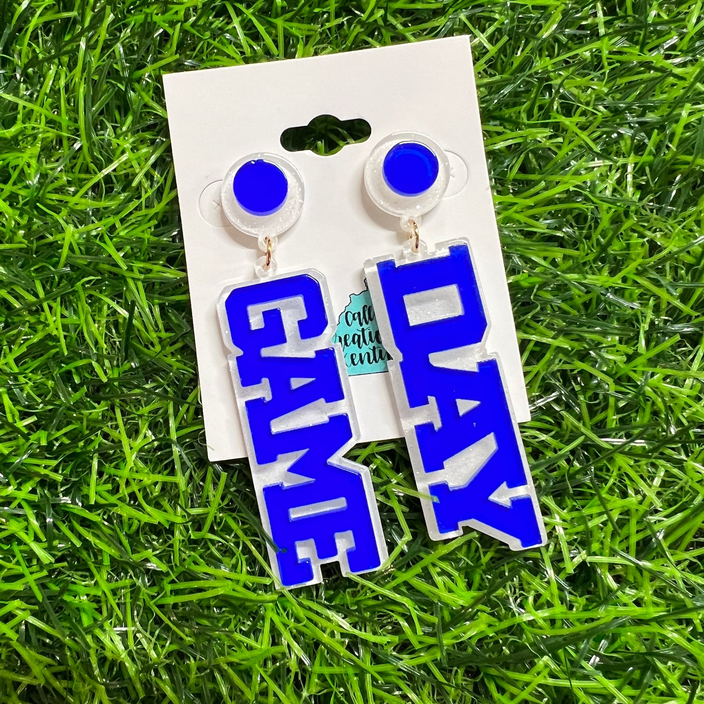 White/Blue Game Day Earrings