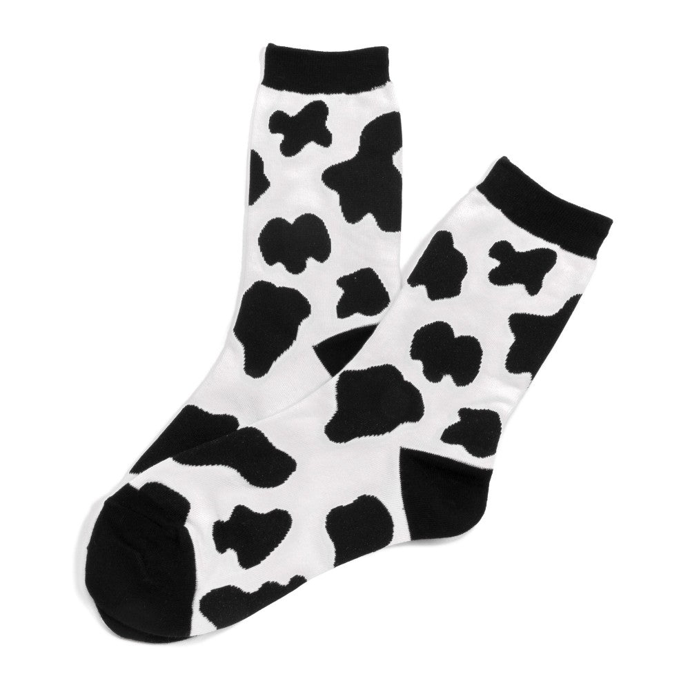 Black Cow Print Socks