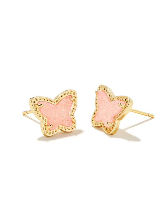 Kendra Scott Lillia Stud Earrings - Gold Light Pink Drusy