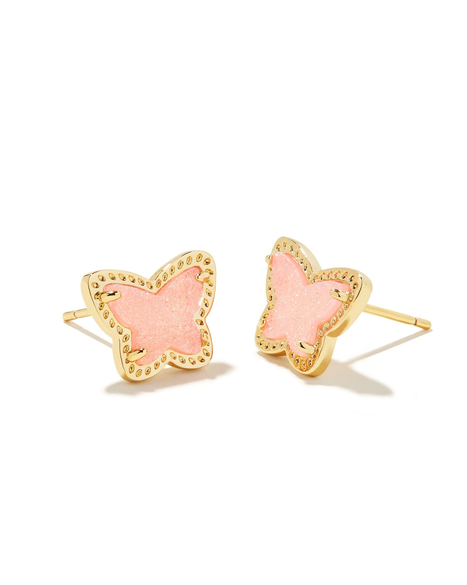 Kendra Scott Lillia Stud Earrings - Gold Light Pink Drusy