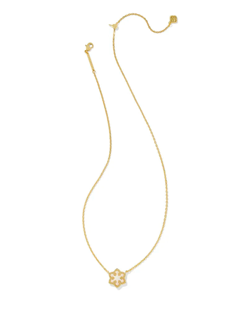 Kendra Scott Snowflake Gold Short Pendant Necklace - White Kyocera Opal