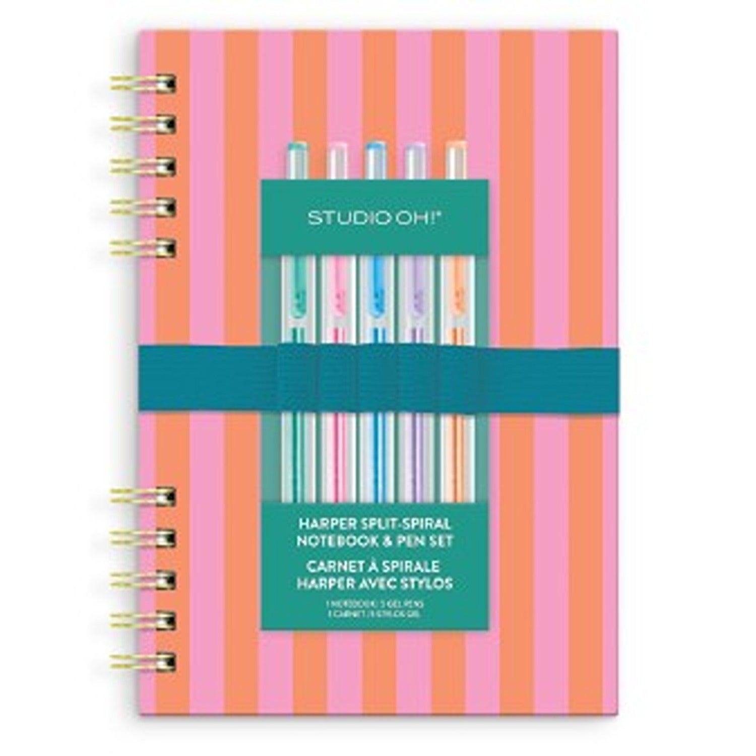 Cabana Stripes Harper Split-Spiral Notebook & Pen