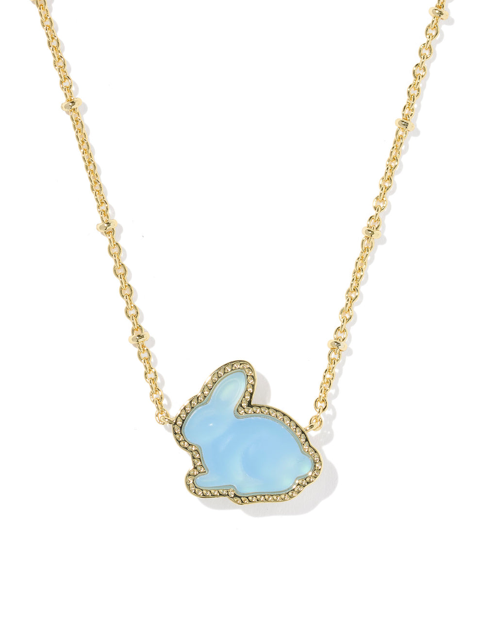Kendra Scott Bunny Short Pendant Necklace - Gold Matte Light Blue Dichroic Glass
