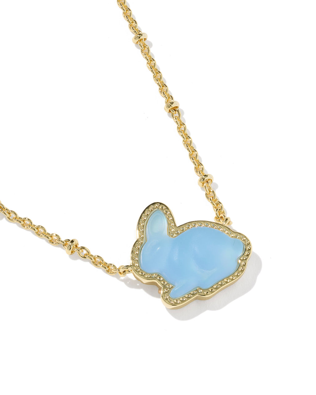 Kendra Scott Bunny Short Pendant Necklace - Gold Matte Light Blue Dichroic Glass