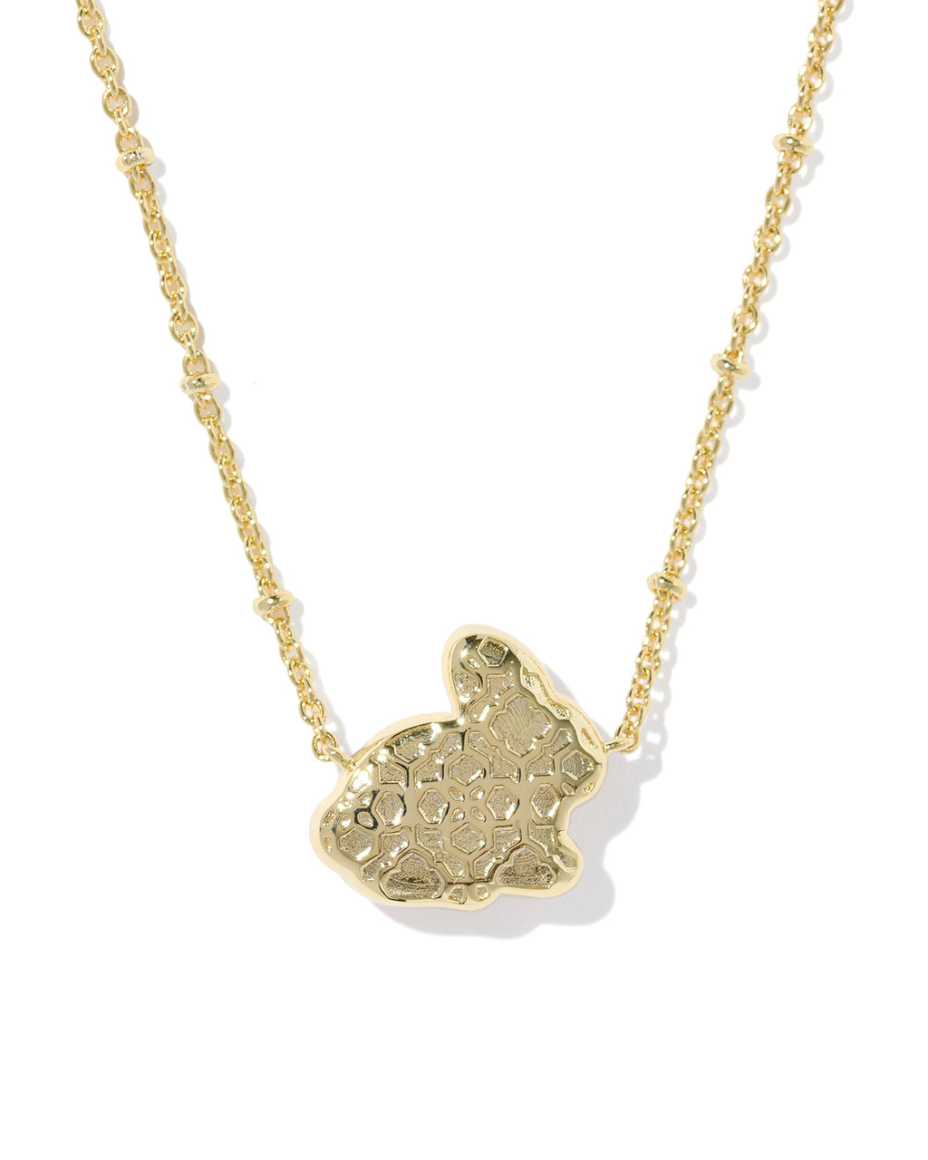 Kendra Scott Bunny Short Pendant Necklace - Gold Matte Blush Pink Dichroic Glass