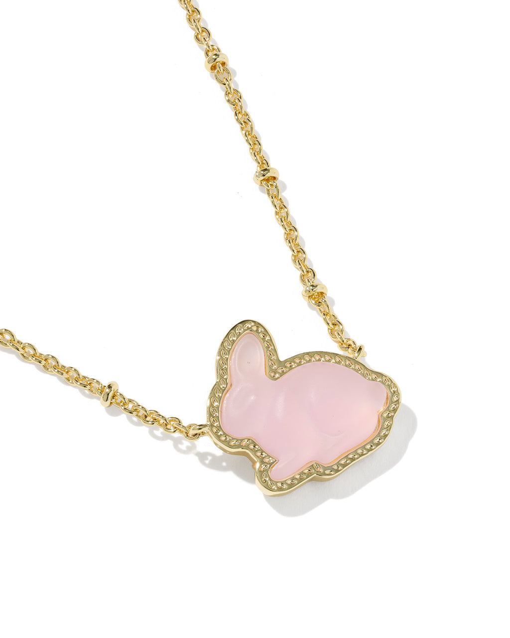 Kendra Scott Bunny Short Pendant Necklace - Gold Matte Blush Pink Dichroic Glass