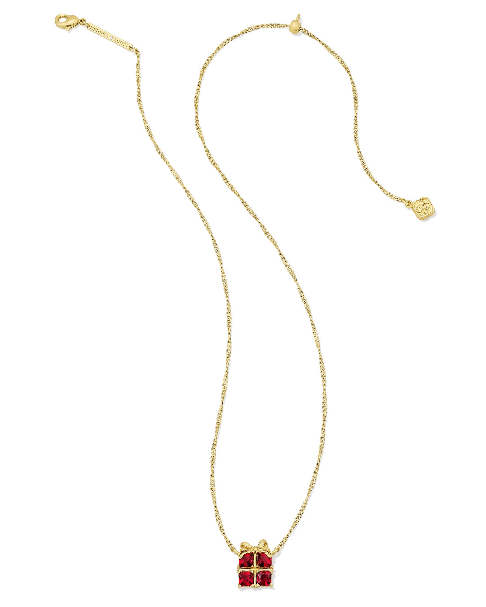 Kendra Scott Present Short Pendant Necklace - Gold Red Crystal