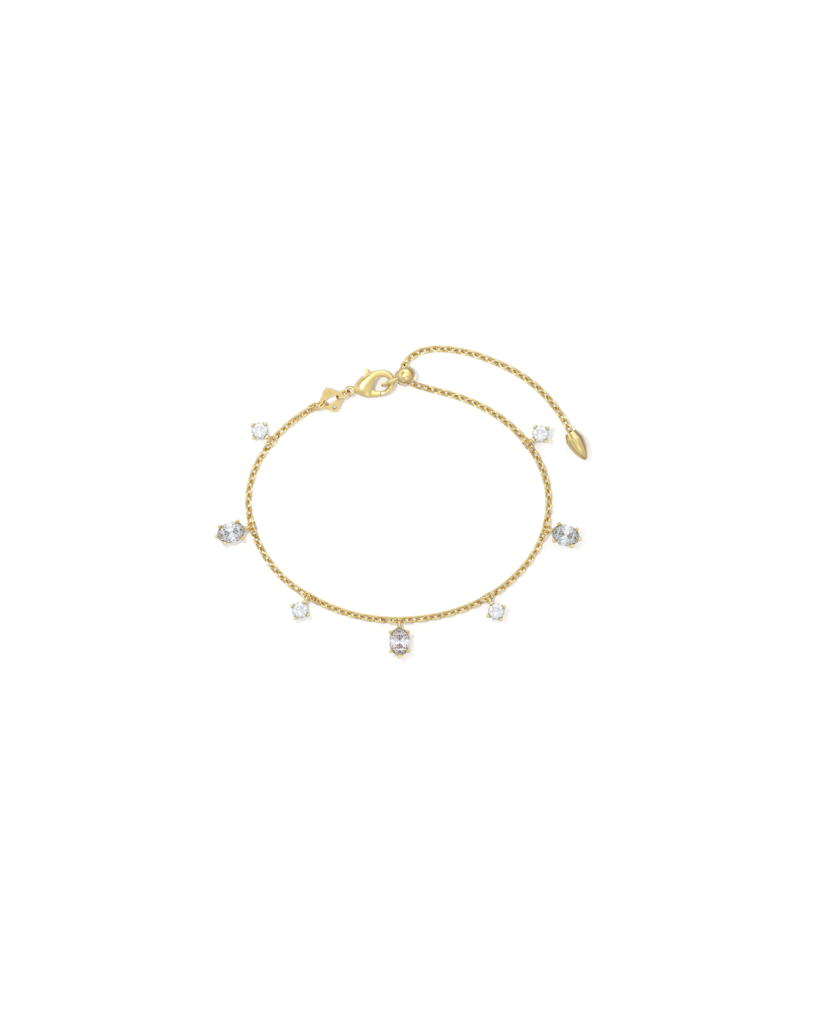 Kendra Scott Cailin Delicate Chain Bracelet Gold White CZ