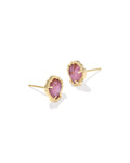 Kendra Scott Brynne Shell Stud Earrings - Gold Purple Iridescent Abalone Illusion