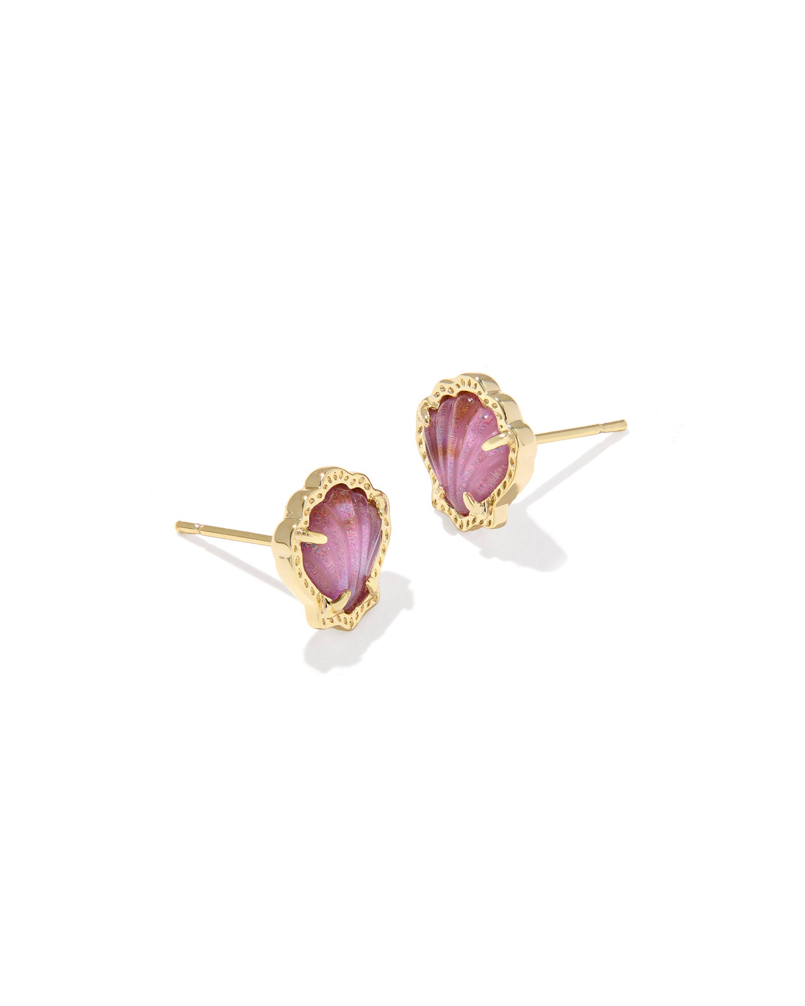 Kendra Scott Brynne Shell Stud Earrings - Gold Purple Iridescent Abalone Illusion