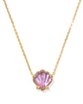 Kendra Scott Brynne Shell Pendant Necklace - Gold Purple Iridescent Abalone Illusion