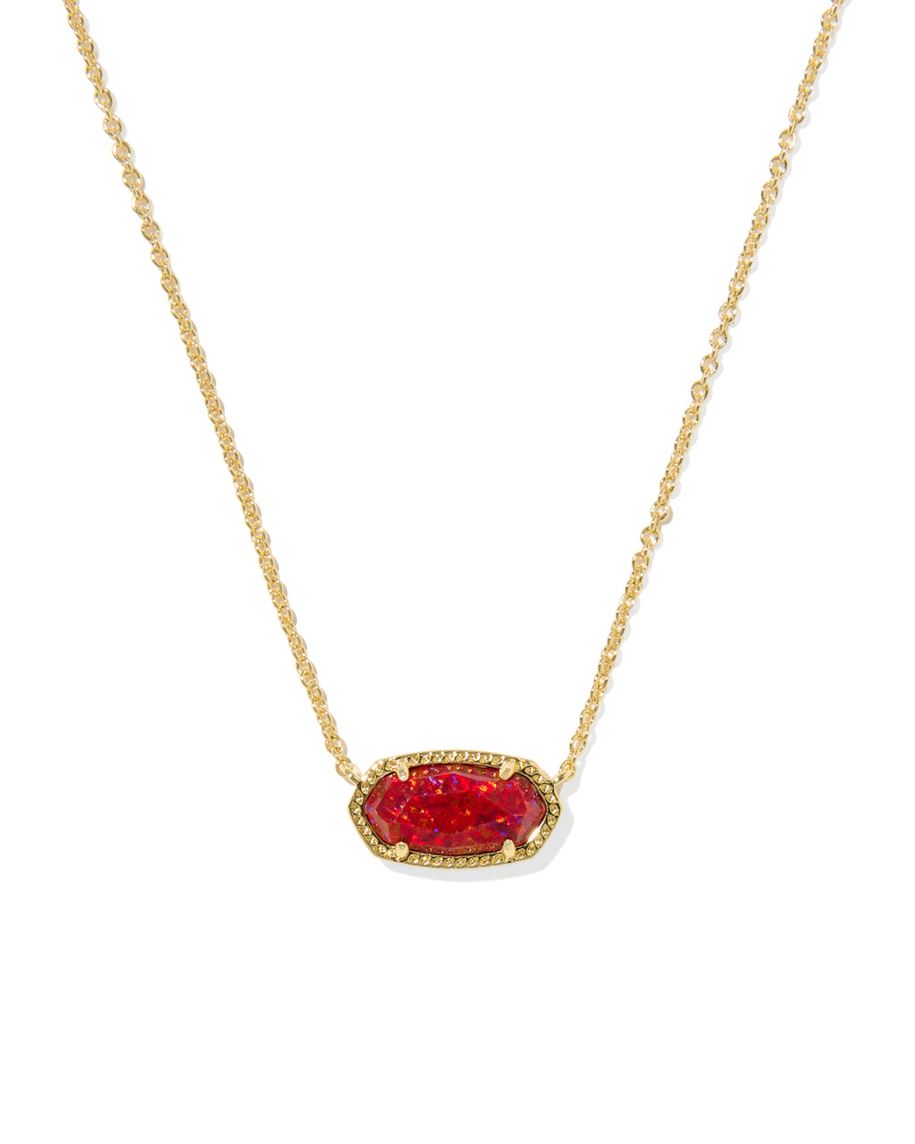 Kendra Scott Elisa Pendant Necklace - Gold Red Kyocera Opal