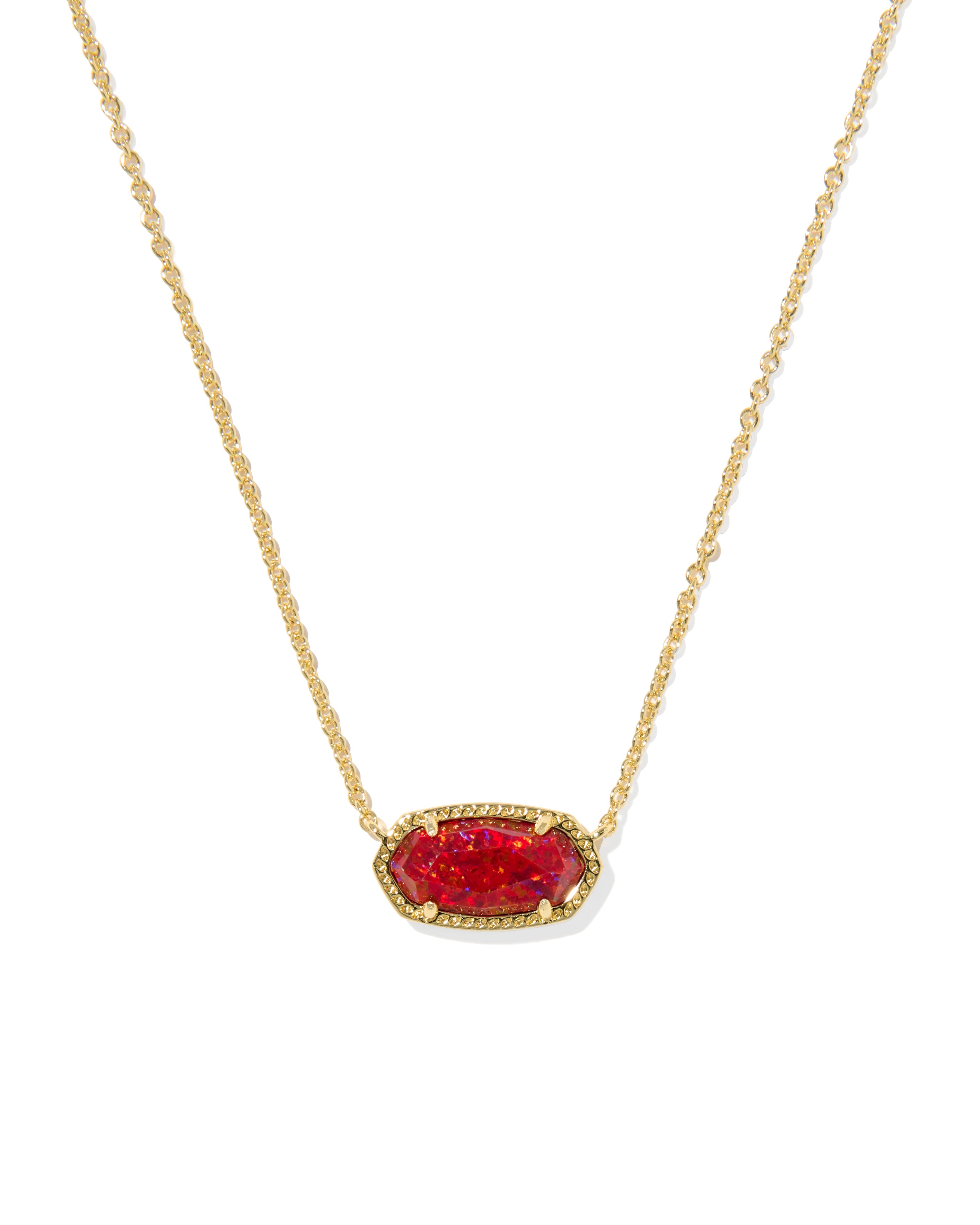 Kendra Scott Elisa Pendant Necklace - Gold Red Kyocera Opal