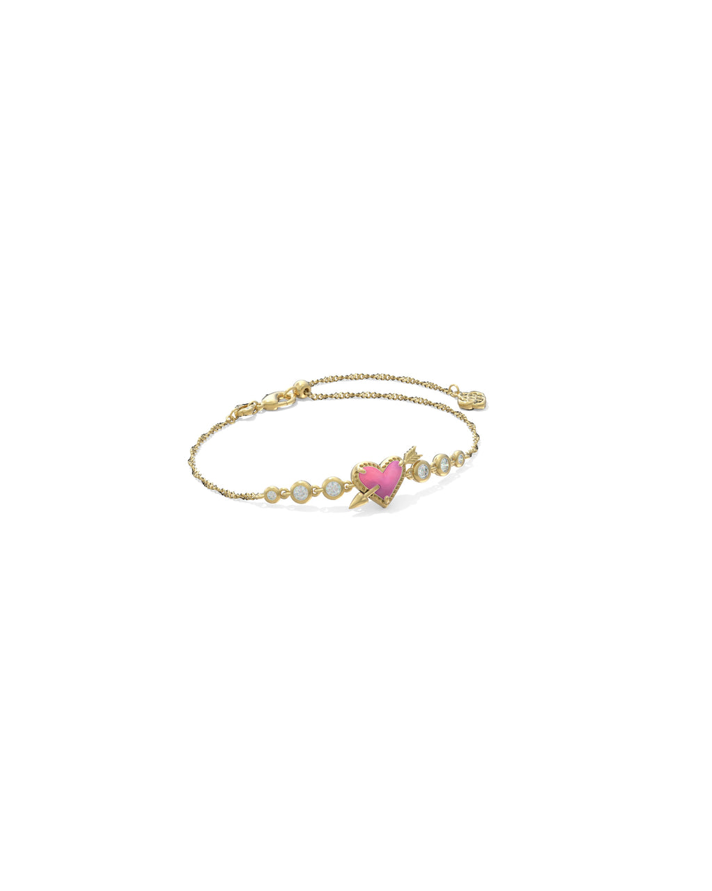 Kendra Scott Ari Heart Arrow Tennis Bracelet - Gold Pink Opalescent Resin