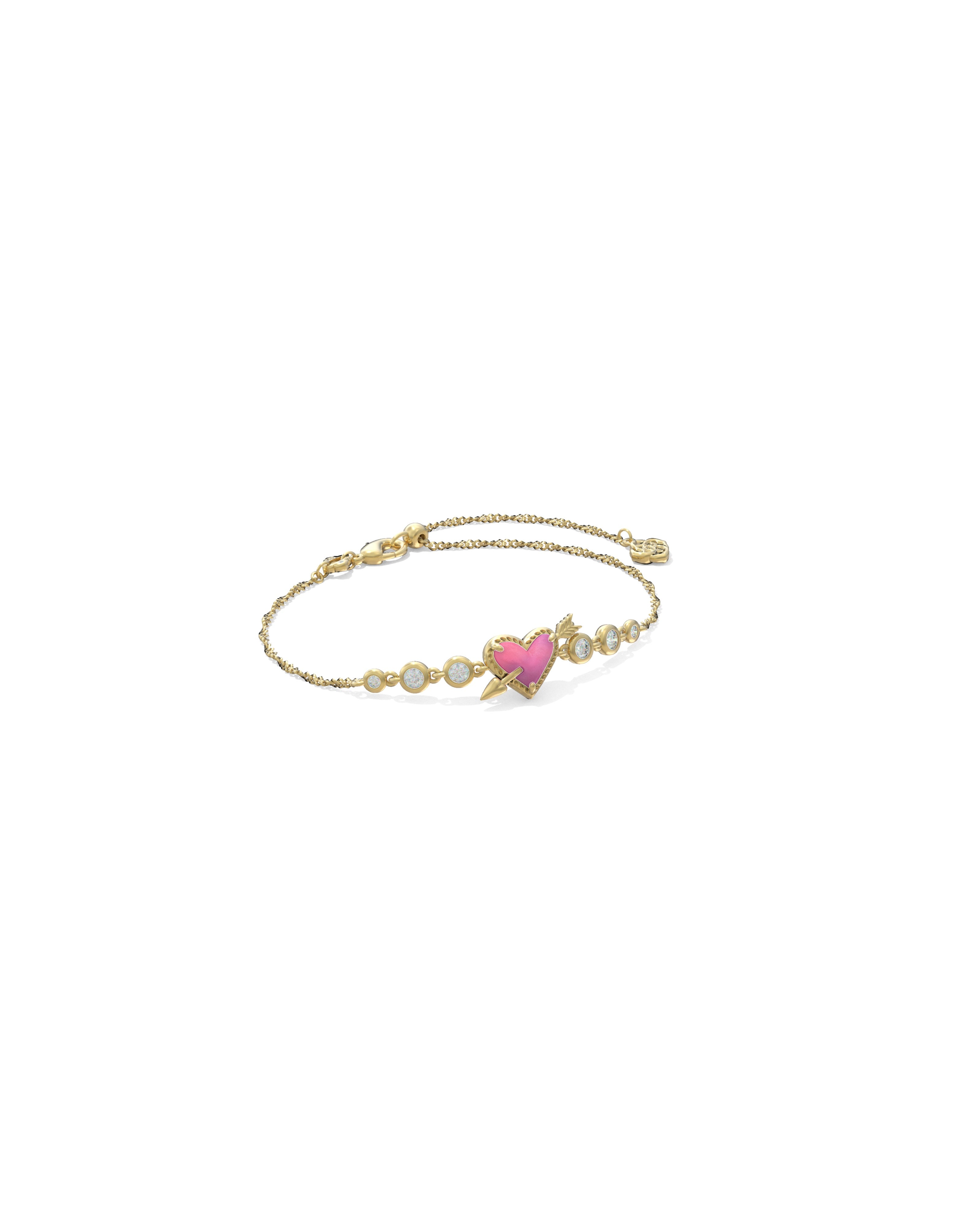 Kendra Scott Ari Heart Arrow Tennis Bracelet - Gold Pink Opalescent Resin