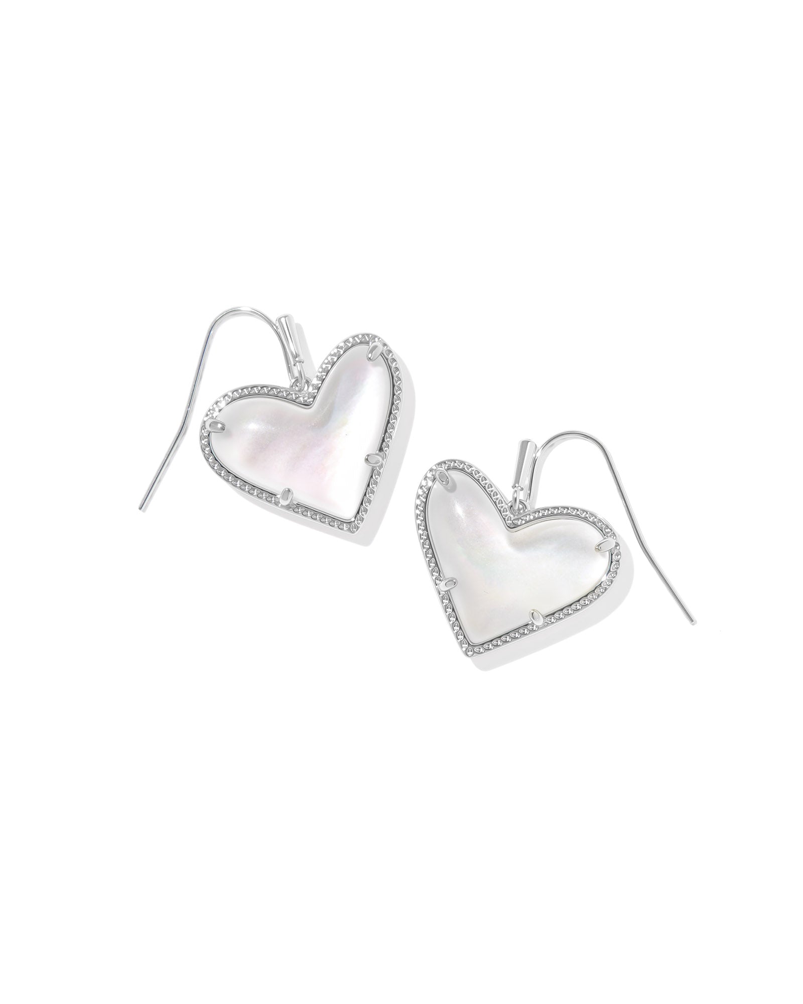 Kendra Scott Ari Heart Statement Drop Earrings - Silver Ivory Mother Of Pearl