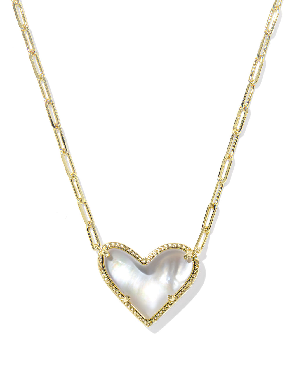 Kendra Scott Ari Heart Statement Short Pendant Necklace - Gold Ivory Mother Of Pearl