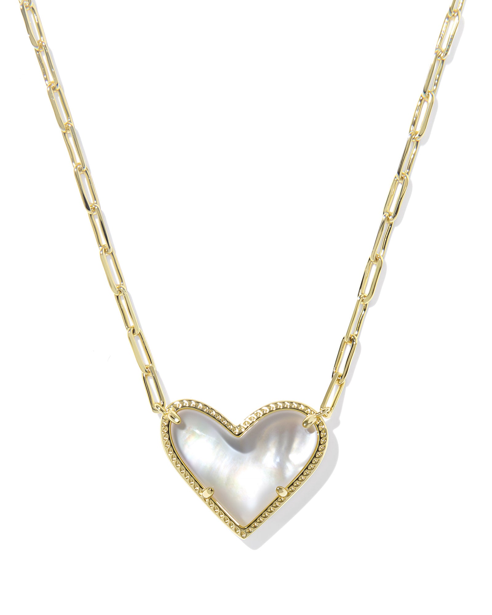 Kendra Scott Ari Heart Statement Short Pendant Necklace - Gold Ivory Mother Of Pearl