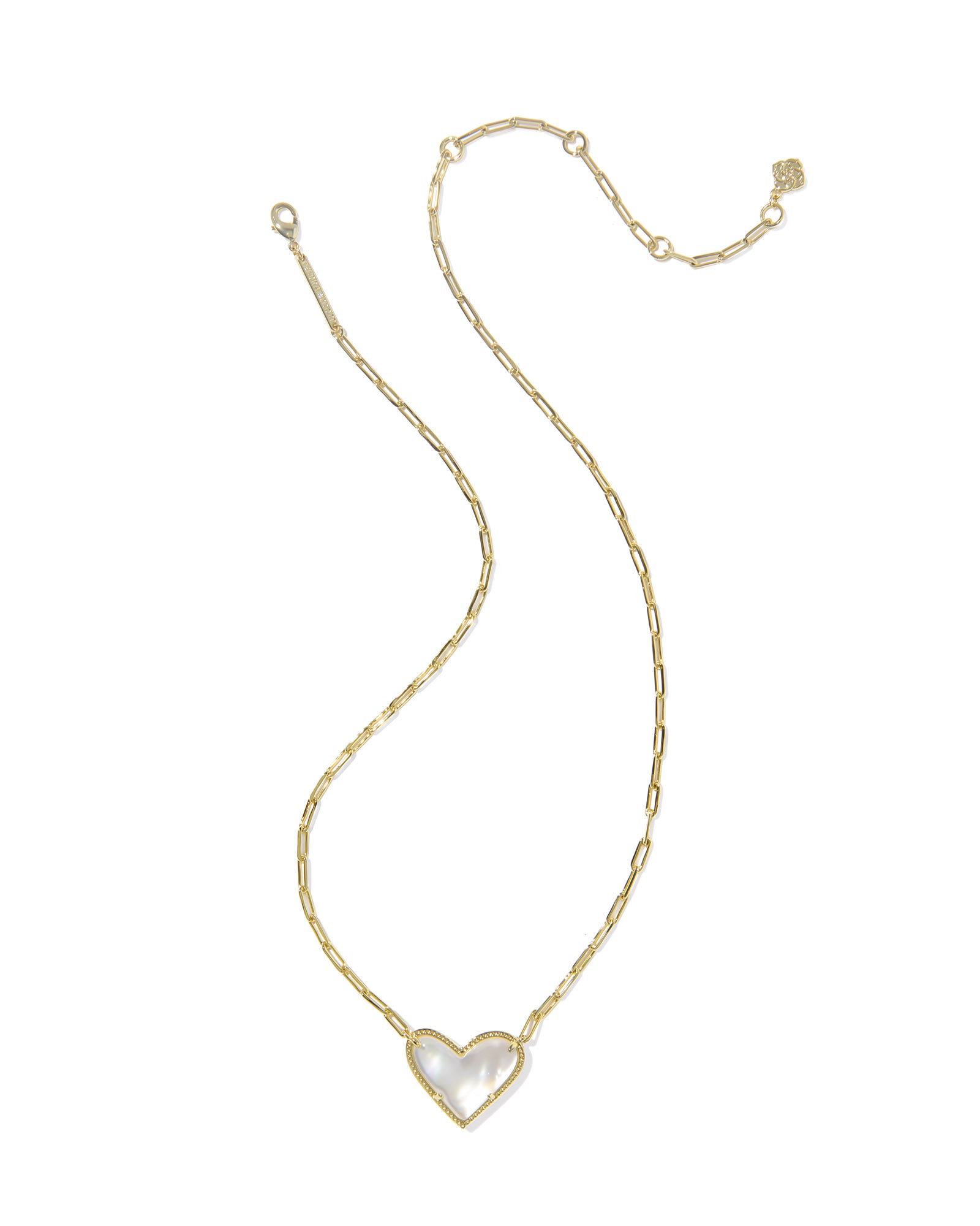 Kendra Scott Ari Heart Statement Short Pendant Necklace - Gold Ivory Mother Of Pearl