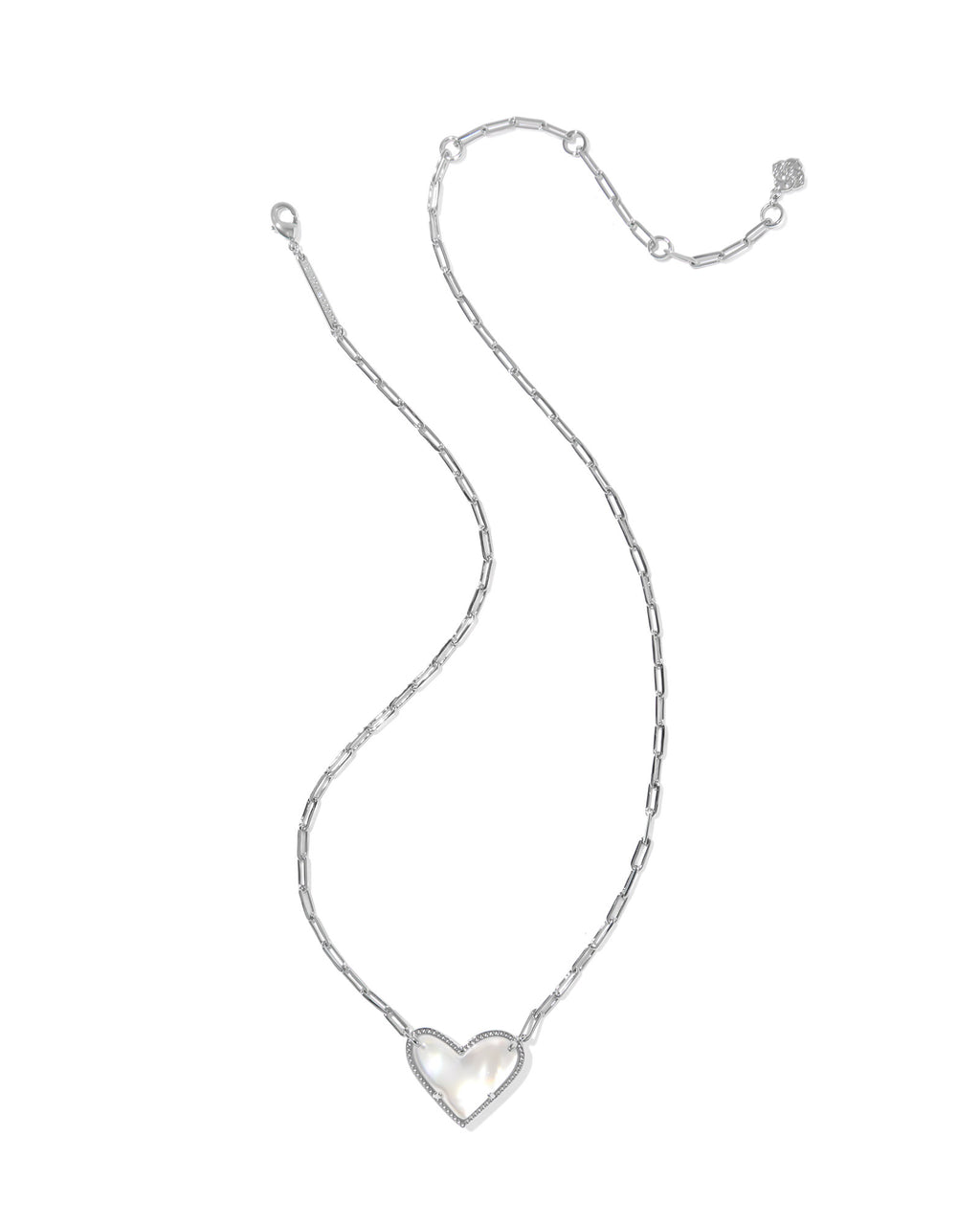 Kendra Scott Ari Heart Statement Short Pendant Necklace - Silver Ivory Mother Of Pearl