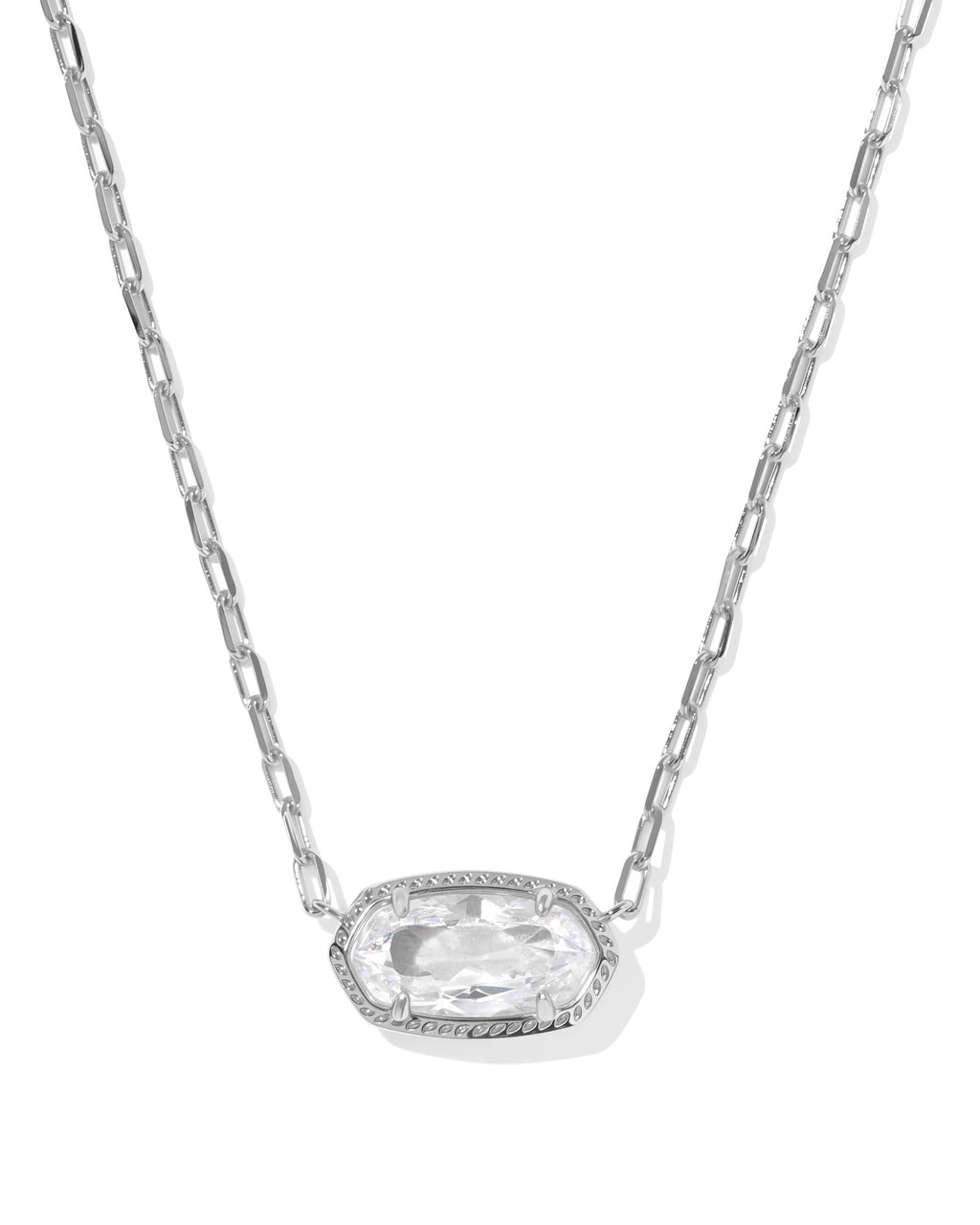 Kendra Scott Elisa Luxe Short Pendant Necklace - Silver White CZ
