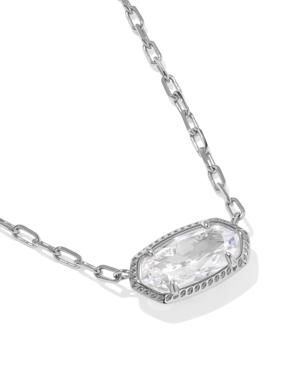 Kendra Scott Elisa Luxe Short Pendant Necklace - Silver White CZ