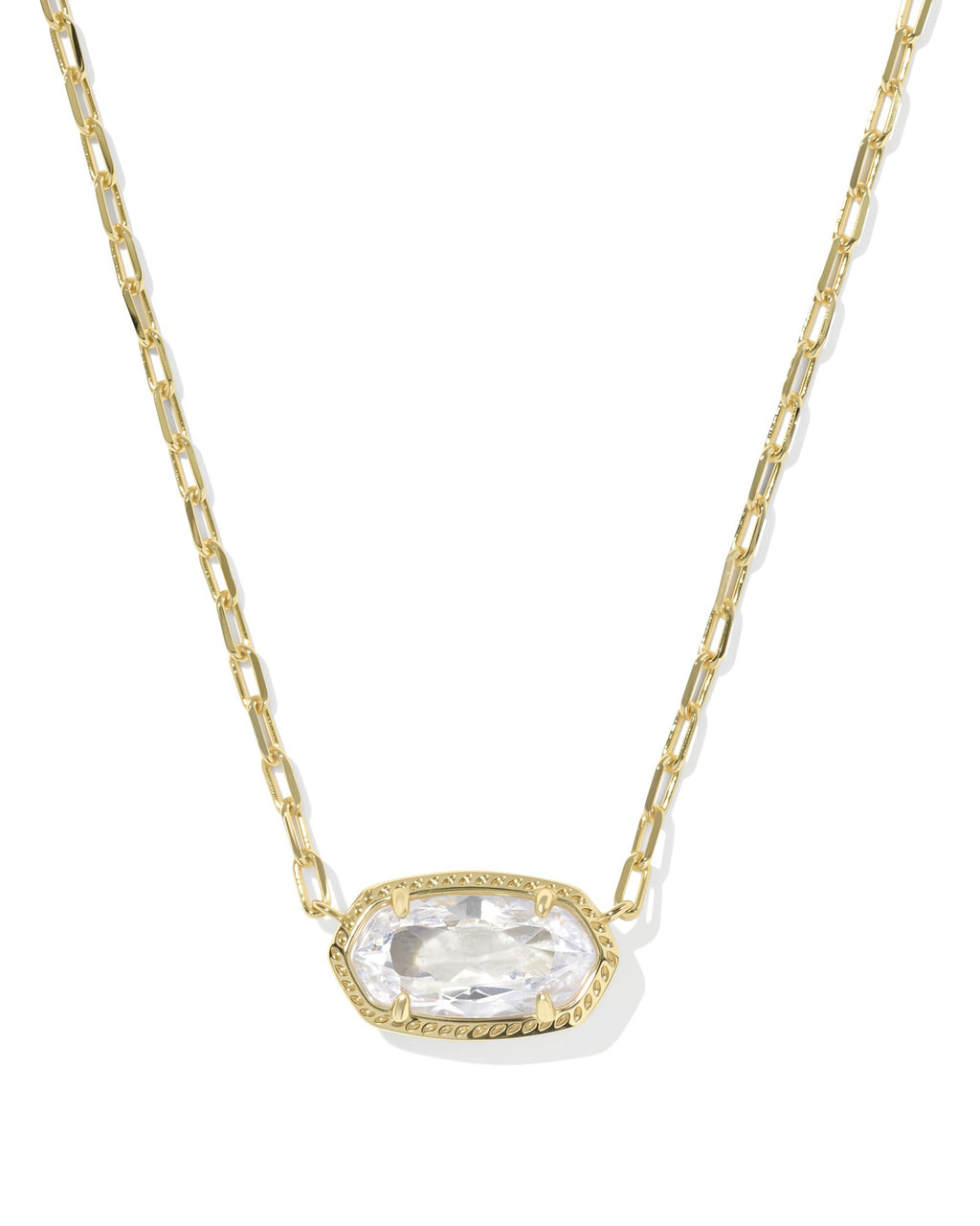 Kendra Scott Elisa Luxe Short Pendant Necklace - Gold White CZ