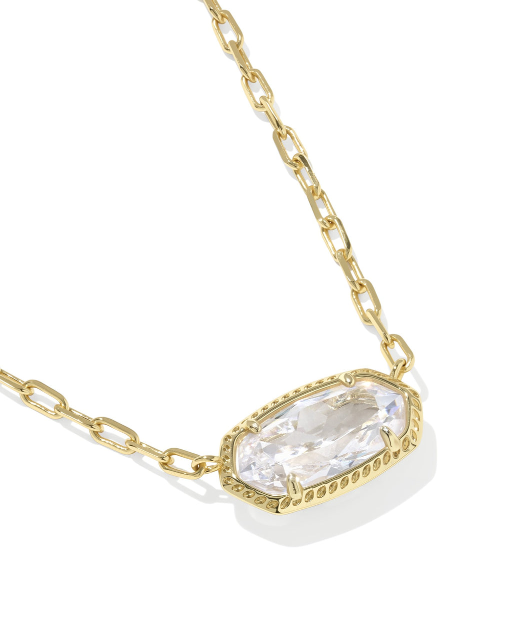 Kendra Scott Elisa Luxe Short Pendant Necklace - Gold White CZ
