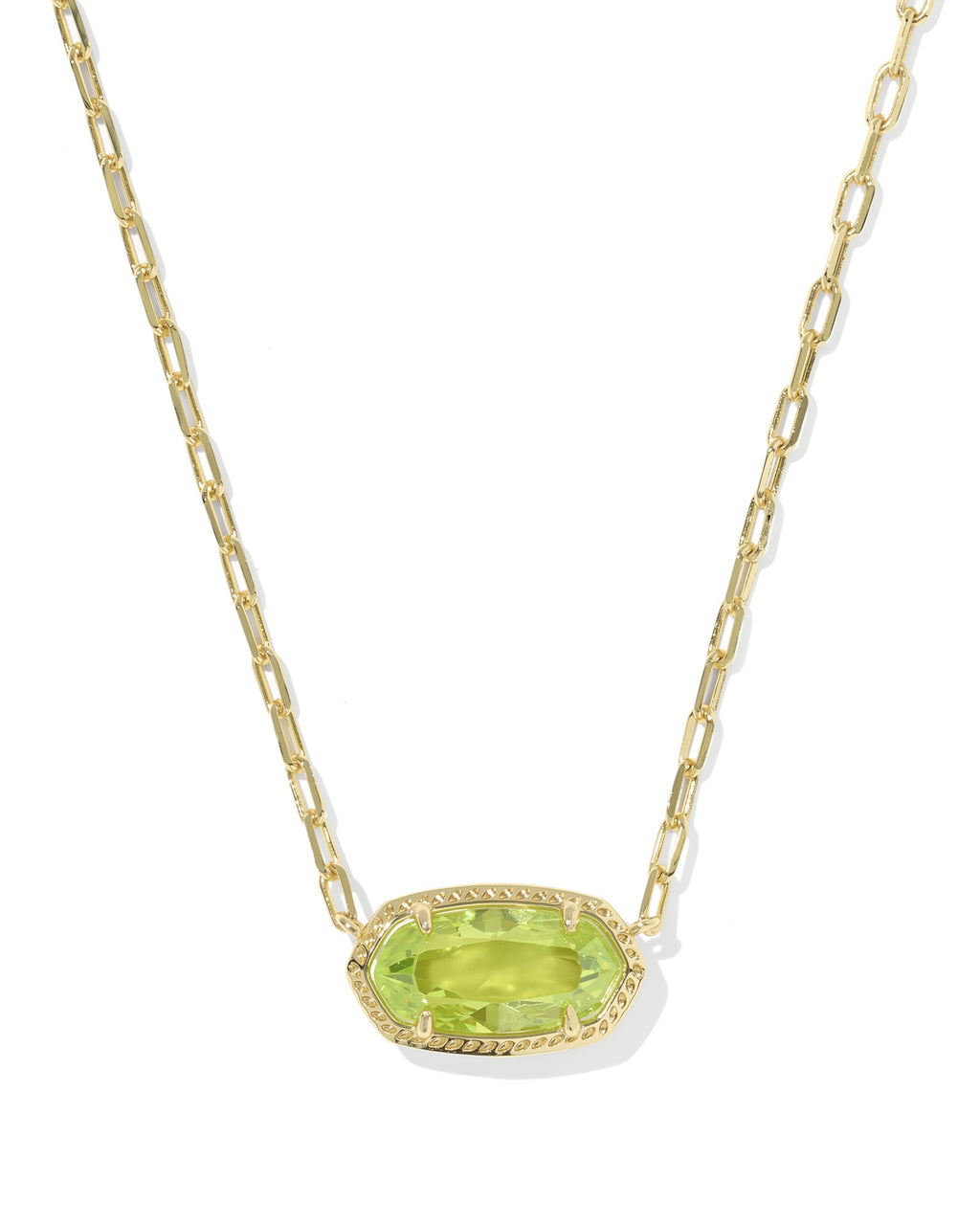 Kendra Scott Elisa Luxe Short Pendant Necklace - Gold Light Green CZ