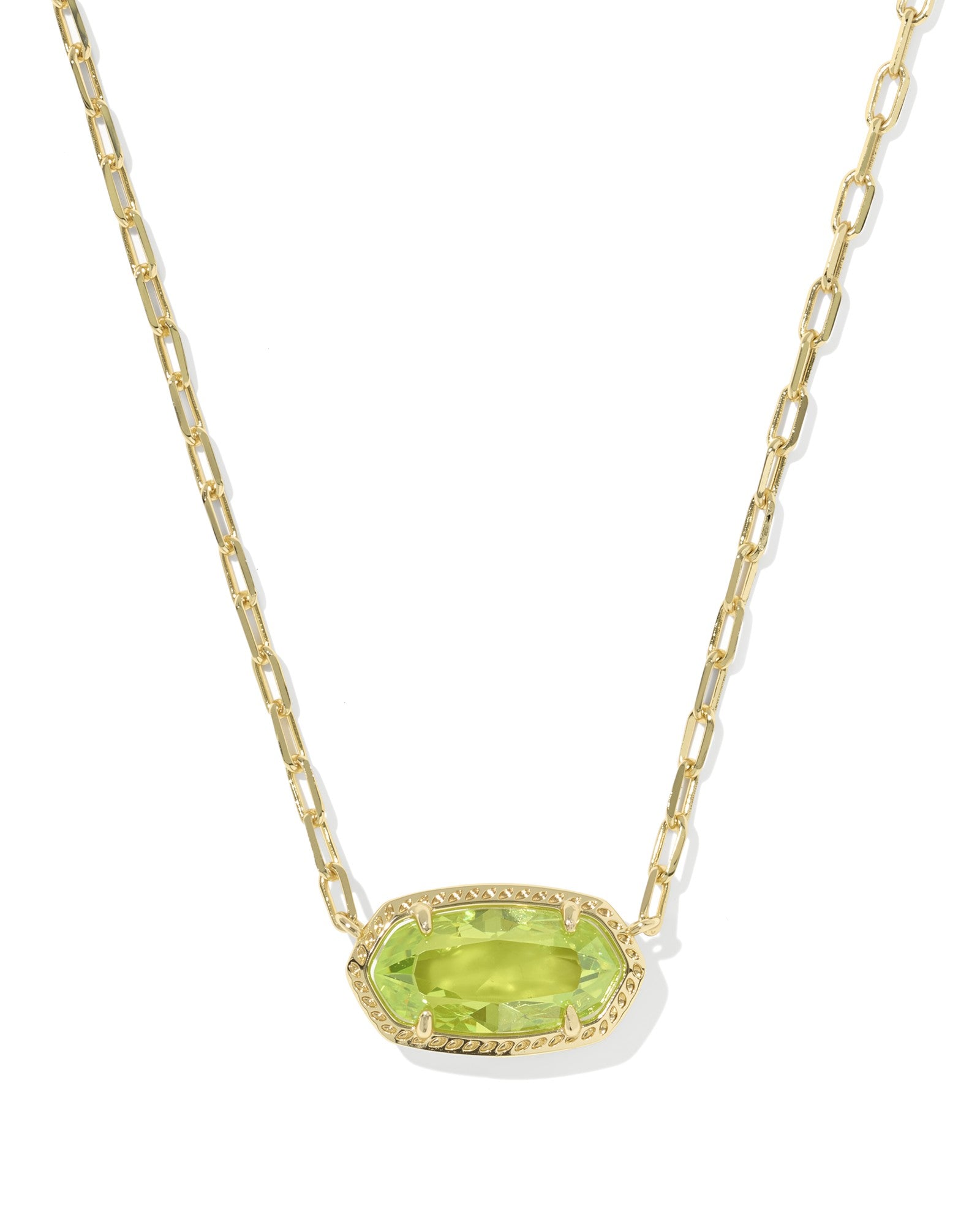 Kendra Scott Elisa Luxe Short Pendant Necklace - Gold Light Green CZ